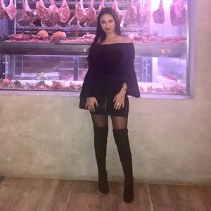 Over the knee suede black heeled boots size 5.5